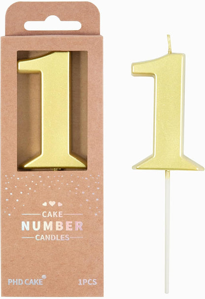 PHD CAKE 2.76 Inch Modern Gold 2 Number Birthday Candles, Gold Number Candles, Cake Number Candles, Party Celebration