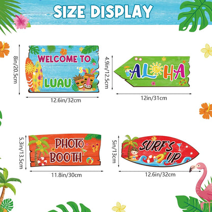20 Pcs Luau Party Decorations Welcome Sign Summer Hawaiian Directional Signs Tropical Hawaiian Themed Birthday Decorations Luau Tiki Party Supplies with 2 Sheet Letter Stickers
