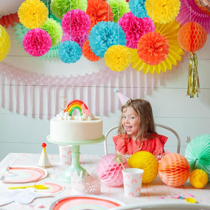 18 PCS Tissue Paper Pom Poms, Tissue Pom Poms Flowers, Sizes of 6", 10", 12", 14" Hanging Paper Flower Ball for Wedding, Birthday, Halloween, Christmas, Baby Shower Party Decor (Red Black Gold)