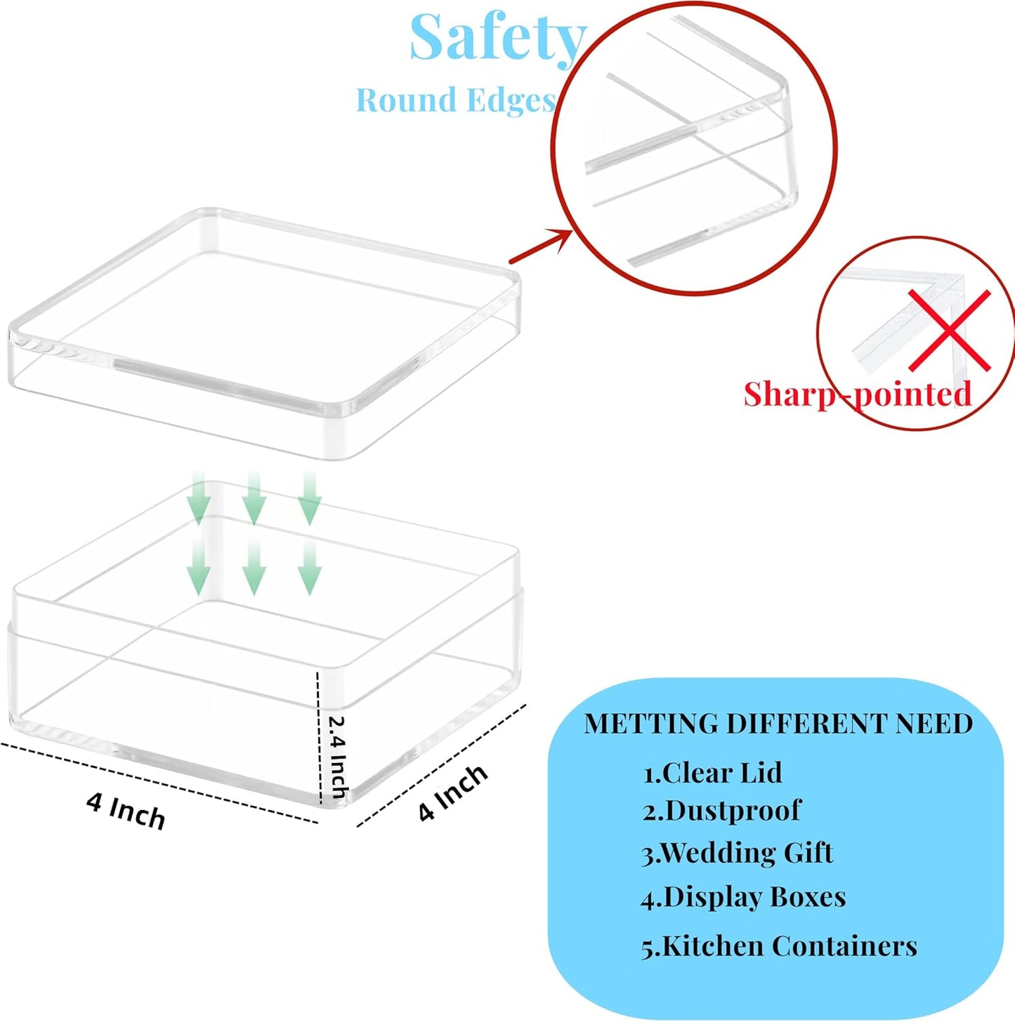 KissYou Acrylic Box Clear Boxes with Lid 12 Packs Small Candy Box Display Square Cube Wedding Graduation Party Decorations Jewlry Gift Box