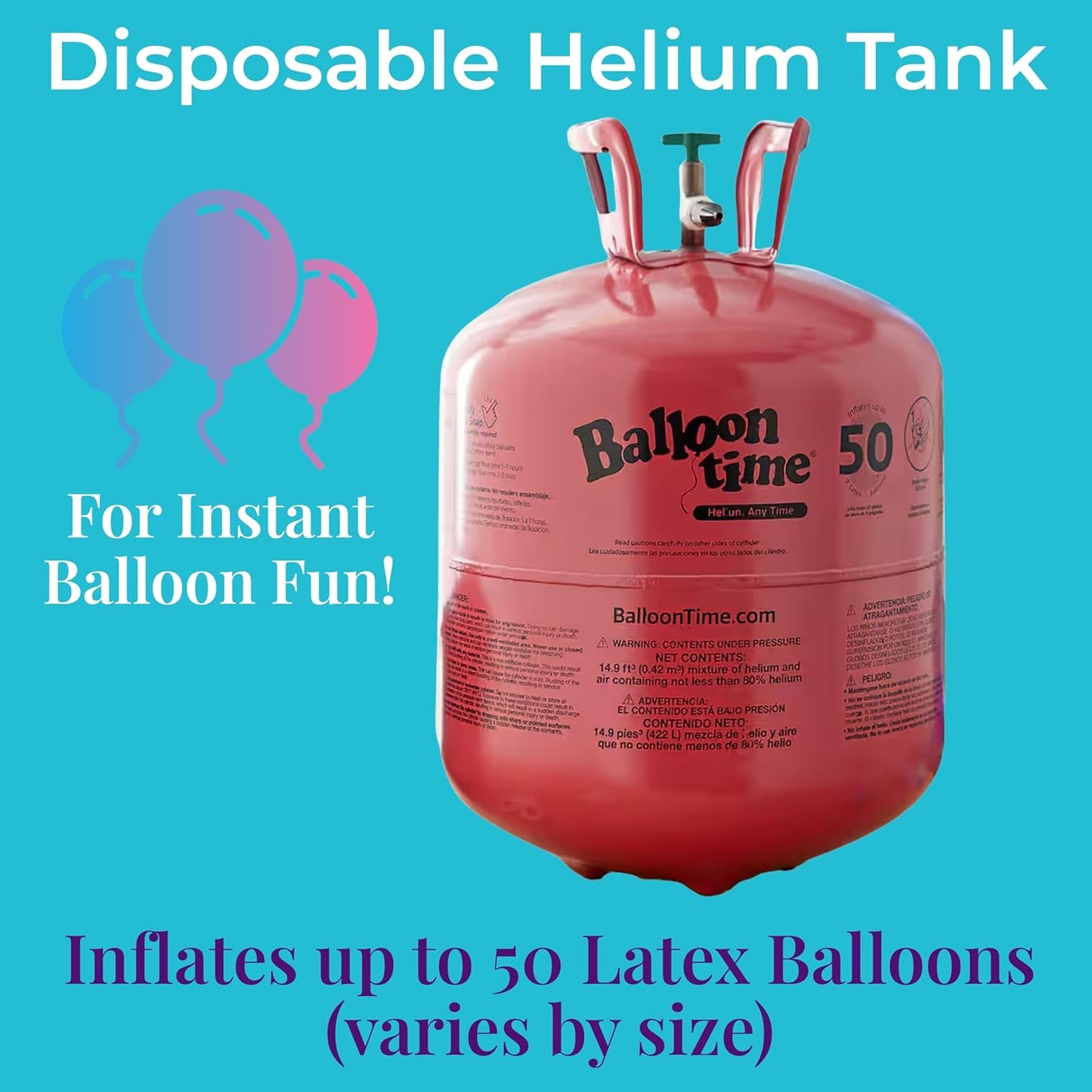 Helium Tank for Balloons At Home Disposable Helium Tank 14.9 cu.ft for Party, Birthday