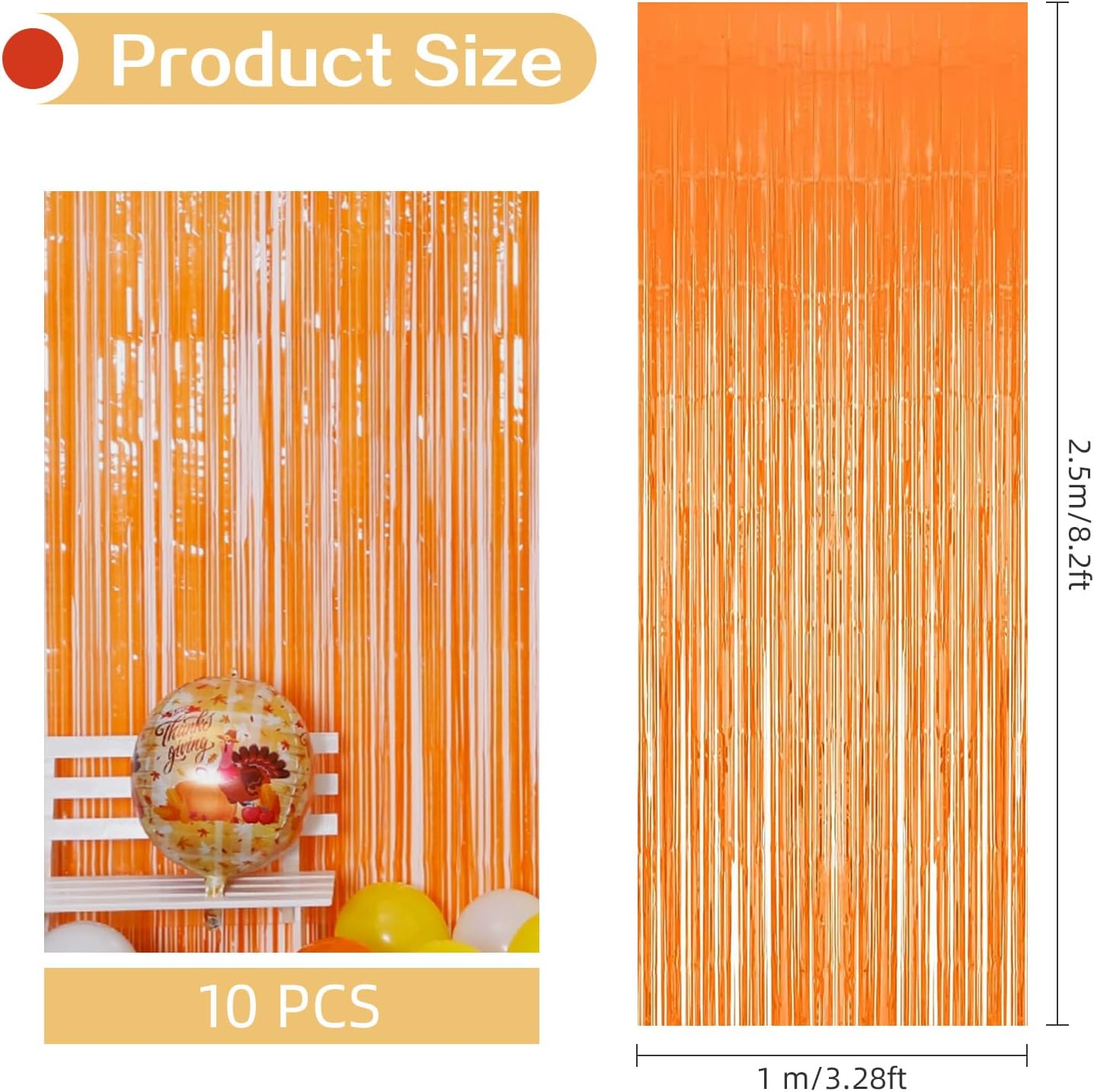 10 Pack Silver Backdrop Curtain 3.2ft x 8.2ft Metallic Tinsel Foil Fringe Curtains Photo Booth Background for Birthday Party Decoration Baby Shower Engagement Wedding Christmas Decoration (Silver)