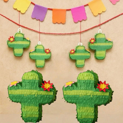 GIFTEXPRESS 6-Pack 6" Mini Cactus Pinatas, Pinatas for Cinco De Mayo, Fiestas, Taco, Llama Birthday, Carnival, Classroom & Table Centerpiece Party Favor and Decoration