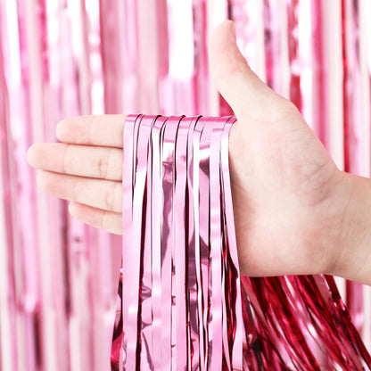 Voircoloria 3 Pack 3.3x8.2 Feet Gold Foil Fringe Backdrop Curtains, Tinsel Streamers, Fringe Backdrop for 2025 New Years Eve, Graduation, Birthday, Baby Shower, Gender Reveal, Disco Party - Colors A