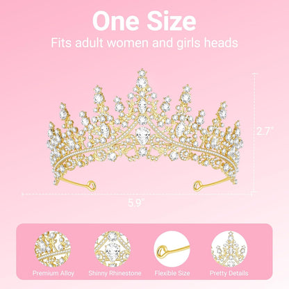 Tiara Crown for Women, Headband Hair Accessories for Birthday Wedding Party Costume Pink