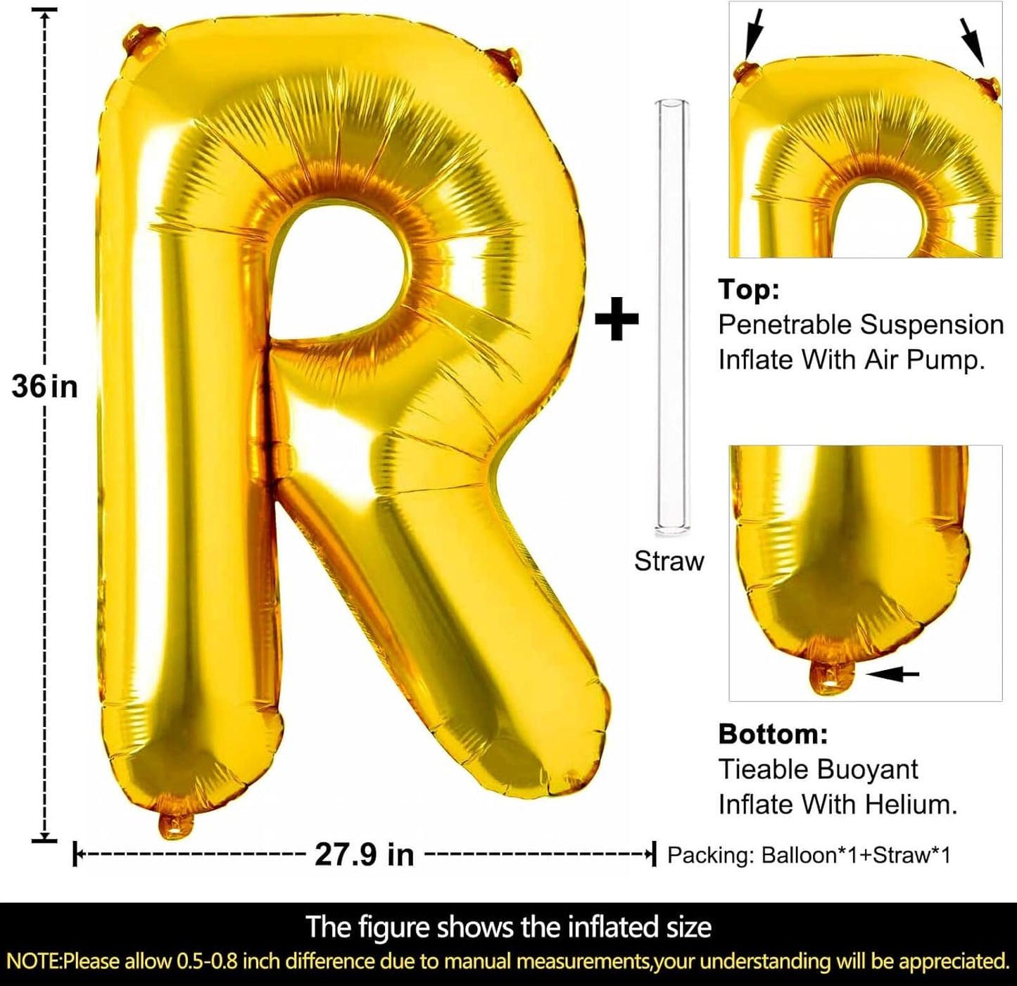 Lovoir 40 Inch Large Gold Letter A Balloons Big Size Jumbo Mylar Foil Helium Balloon for Birthday Party Celebration Decorations Alphabet Gold A