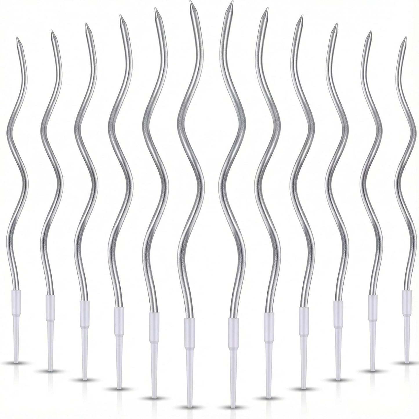 12-Count Spiral Birthday Candles, Long Twisty Gold Party Candles with Candle Holders, Long Burning for Weddings, Birthdays, Party Decorations, Cupcakes, Anniversary and Meetups (Gold)