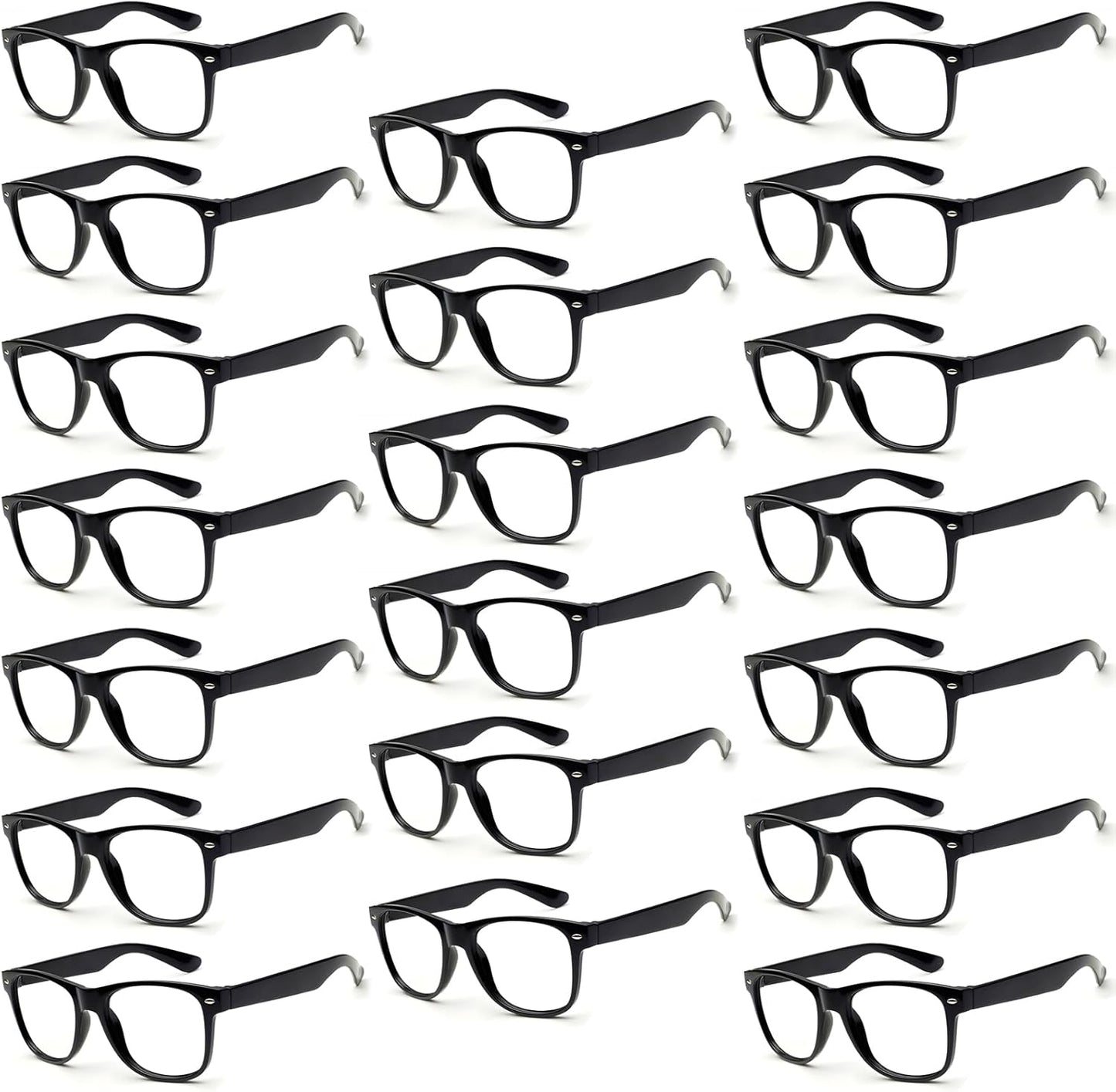 20 Pairs Bulk Sunglasses for Adult Retro 70s 90s Cheap Glasses (Black)