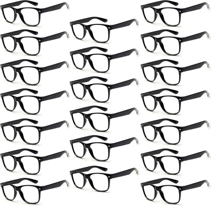 20 Pairs Bulk Sunglasses for Adult Retro 70s 90s Cheap Glasses (Black)