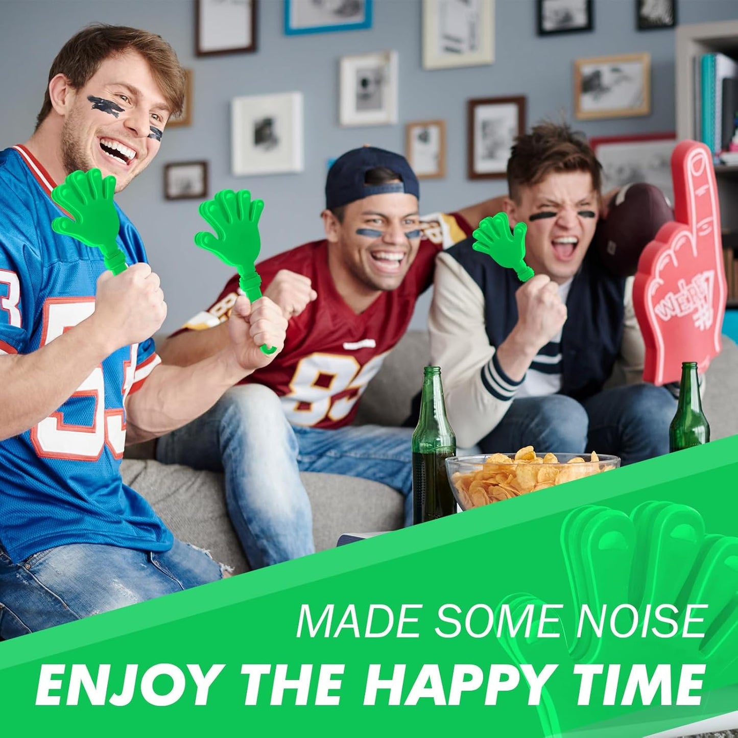 50 Pcs Hand Clappers Noisemakers 7.5 Inch Clappers Noisemakers Plastic Hand Clappers for Birthdays Game Football Sporting Events Cheers Supplies Dance Basketball Football Noisemakers(Black)