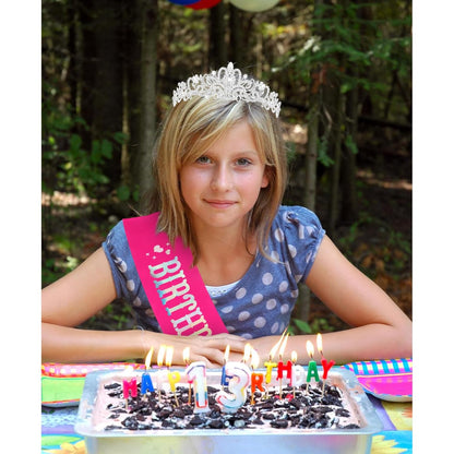 CIEHER Birthday Girl Crown and Sash - Rose Gold Tiara Birthday Decorations for Women and Girls
