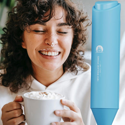 Powerful Milk Frother Wand - Mini Handheld Milk Frother with Stainless Steel Whisk - Battery-Powered Drink Mixer for Coffee, Lattes, Cappuccinos, Matcha - Coffee Enthusiasts Gift - Black