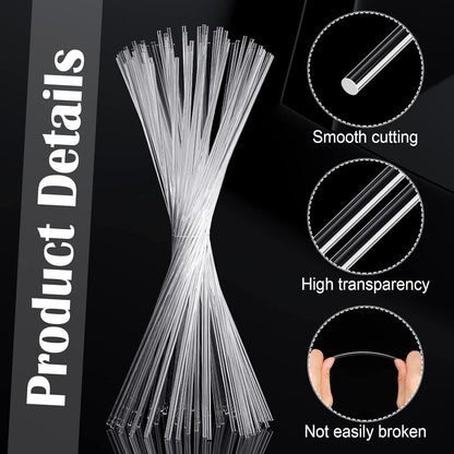 Vicenpal 120 Pcs 12 Inch Clear Acrylic Rods 3mm Diameter Round Acrylic Dowel Rods for DIY Crafts Party Decorations Gardening