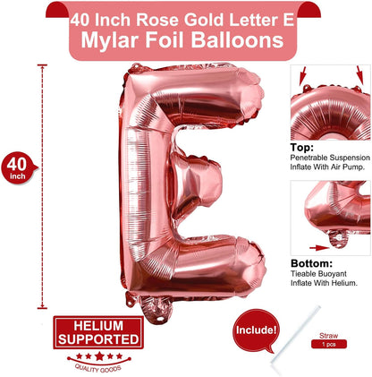 Lovoir 40 Inch Large Rose Gold Letter A Balloons Big Size Jumbo Mylar Foil Helium Balloon for Birthday Party Celebration Decorations Alphabet Rose Gold A