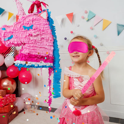 Rose Red Pinata Stick Kit with Blindfold, Rope and Confetti - Perfect for Kids Girls Birthday, Baby Shower, Carnivals Party Supplies