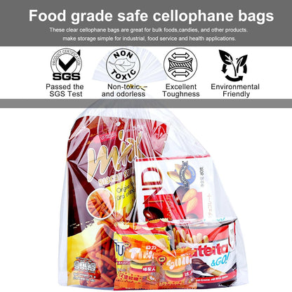 Clear Candy Bags 100pcs 6X10 Cellophane Treat Bag Party Favor Goodie Cake Pop Gift Apple Cello for Gift Baskets Bakery Cookie with Ties