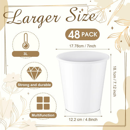 Layhit 48 Pcs Plastic Ice Buckets for Parties 3 Liters Wine Bucket Portable Ice Holder Disposable Wine Cooler for Party Wedding Party Beverages Champagne Soda and Beer(Black)