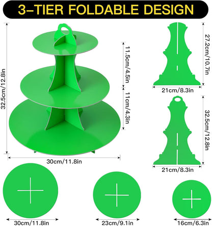 Soleebee 3-Tier Round Cupcake Stand, Cardboard Cupcake Tower, Dessert Cup Cake Stand Tower for Birthday Wedding Party Decoration, Cupcake Tier Stand 1 Set (Hot Pink)