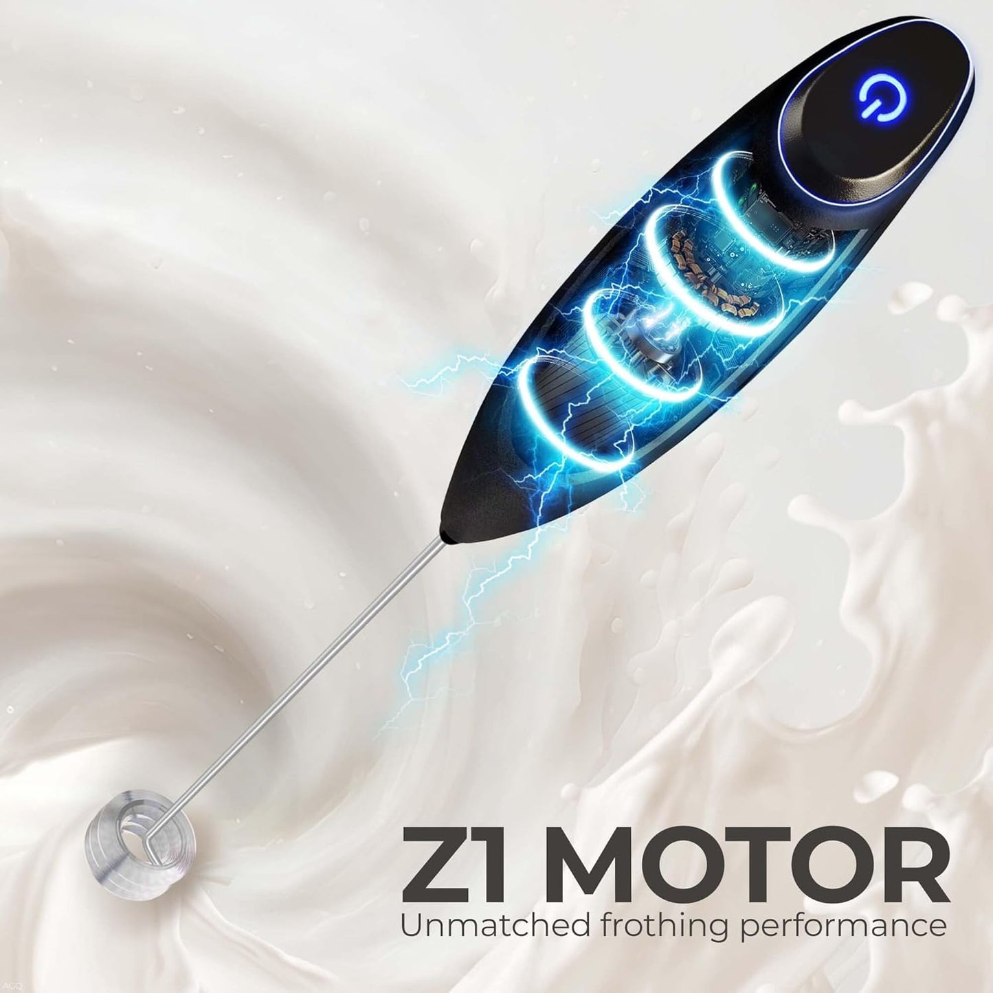Zulay Kitchen Powerful Milk Frother Wand With Duracell Batteries - Ultra Fast Handheld Drink Mixer - Electric Whisk Foam Maker for Coffee, Lattes, Cappuccino & Matcha - Z1 Motor - Black - Colors A