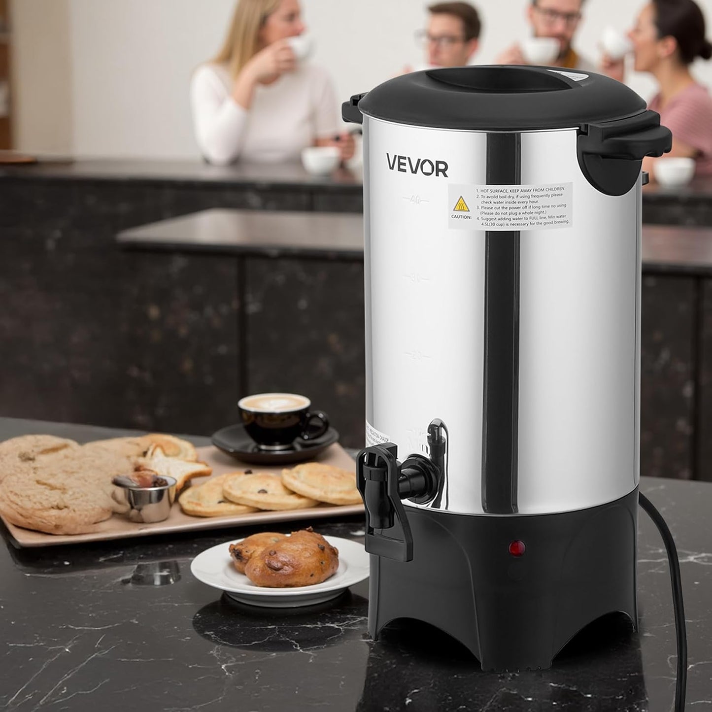 VEVOR Commercial Coffee Urn, 60 Cup 9 L Hot Beverage Dispenser with Dripless Faucet, Quick-Brewing Stainless Steel Large Commercial Coffee Maker, for Catering, Business, Party, Church & Restaurant