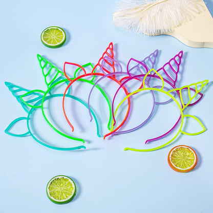 ZIRICHER 6 Colors Glow in the Dark Headbands, Plastic Light Up Hair Band Crowns Luminous Headband For Girls Party Headbands
