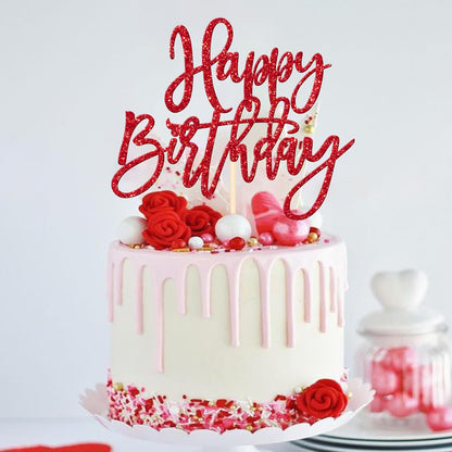 ZHUOWEISM 1 PCS Gold Happy Birthday & Anniversary Cake Topper