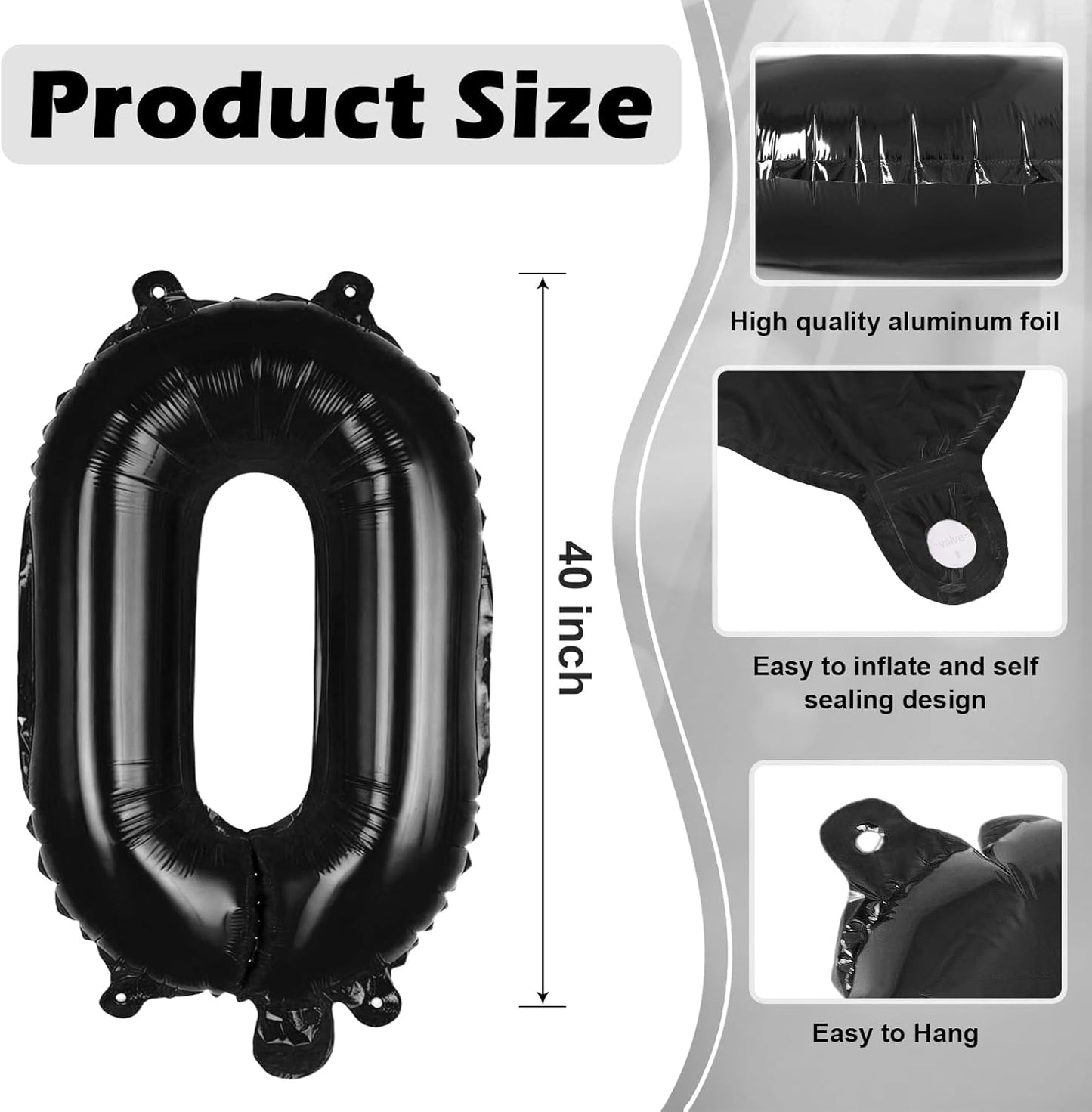 Black Letter A Balloons, 40 Inch Large Foil Letter Balloons, Custom Phrase Balloon for Birthday Party Wedding Anniversary Decoration (Black A)