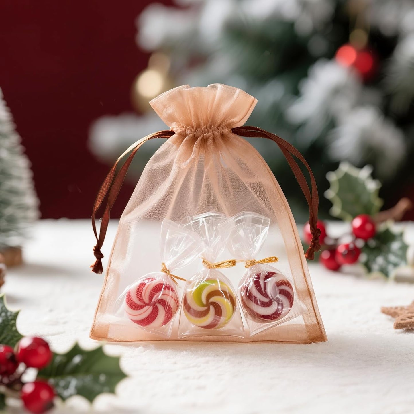 joycraft 50Pcs Organza Bags, 2x3 inch Gift Favor Bags, White Wedding Favor Bags, Jewelry Pouches with Drawstring, Mesh Bags Drawstring for Jewelry, Festival, Makeup, Candy, Desserts