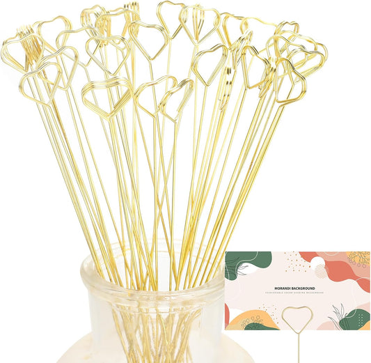 Picture Holders for Centerpieces,40Pcs Gift Card Holder Picks,Metal Photo Holders for Centerpieces,Sticks for Flower Bouquet Wedding Party Birthday (Round Shaped)