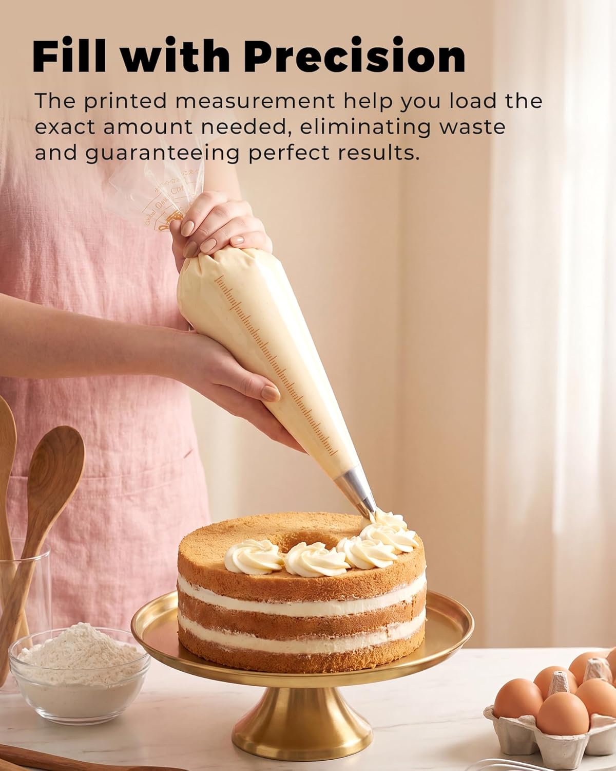 Bake Choice 18 Inch Piping Bags, 100PCS Thickened Disposable Pastry Bags, Large Capacity, Anti Burst Icing Bags for Cream Frosting, Non-slip Frosting Bags, Cake & Cookie Decorating Supplies