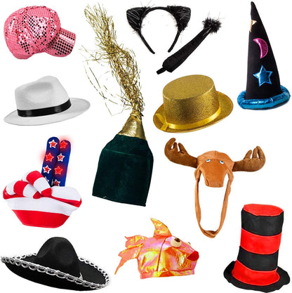 Funny Party Hats 6 Assorted Dress Up Costume & Party Hats