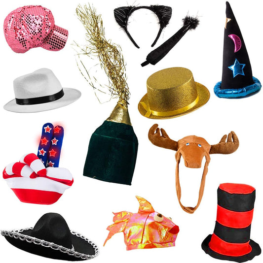 Funny Party Hats 6 Assorted Dress Up Costume & Party Hats