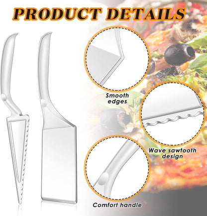 Patelai 20 Pcs Cake Server Set Disposable Plastic Serving Spatula Cutter Square and Triangle Servers Spatula Knives Pie Pizza Pastry Slicer Serving Utensils Clear for Kitchen Wedding