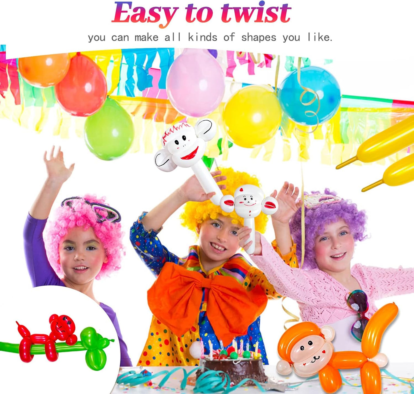 260 Balloons Clear, Thickening Long Balloons for Tying Arch, Twisting Latex Animals Magic Modeling Skinny Birthday Balloon for Kid‘s Party Wedding Decoartion Supply 100pcs