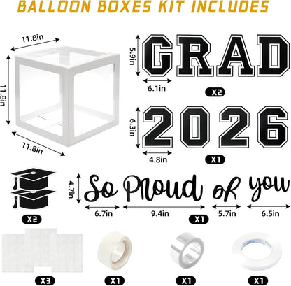 Graduation Decorations 2026 Graduation Party Decorations Set of 4 Boxes with 129pcs Balloons Arch Garland Kit Party Supplies for Any Grades Blue