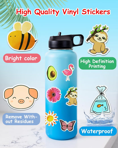 200Pcs Water Bottle Stickers for Kids, Cute Stickers for Water Bottles, Vinyl Waterproof Aesthetic Laptop Sticker Pack Classroom Prizes Skateboard for Kids Teens Girls Students (Cute-200pcs)
