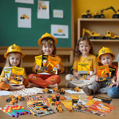 BenLouis 84Pcs Construction Party Favors Excavator Theme Coloring Books Crayons Sticker Set Bulk for Kids Construction Birthday Goodie Bag Stuffer Classroom Gifts Rewards Craft Pinata Fillers
