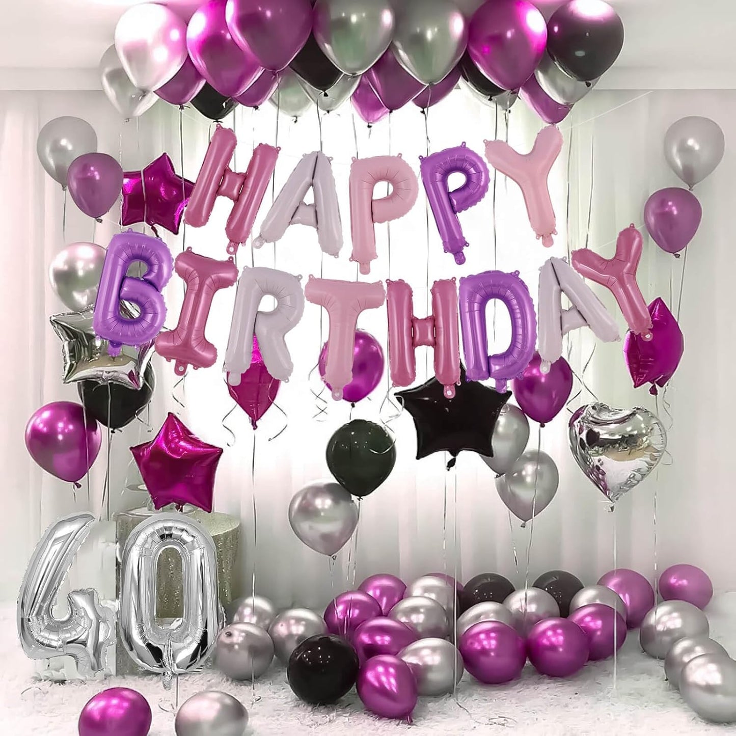 Happy Birthday Balloons Banner, Foil Balloon Personalized Name Letters Balloons Sign Birthday Party Decorations for Women Men Boys Girls Cream