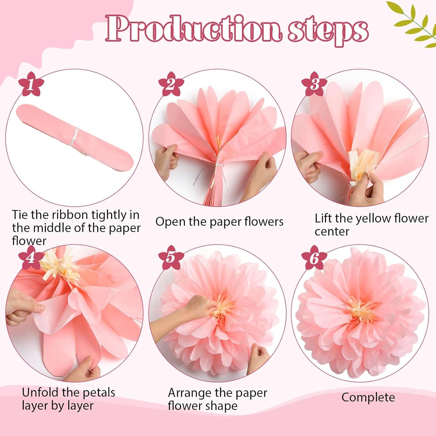 Watersay 12 Pcs 10" 20" Giant Mexican Fiesta Paper Flowers Colorful Tissue Crepe Flowers Pom Poms Craft for Floral Party Backdrop Wedding Birthday Party (Dusty Color)