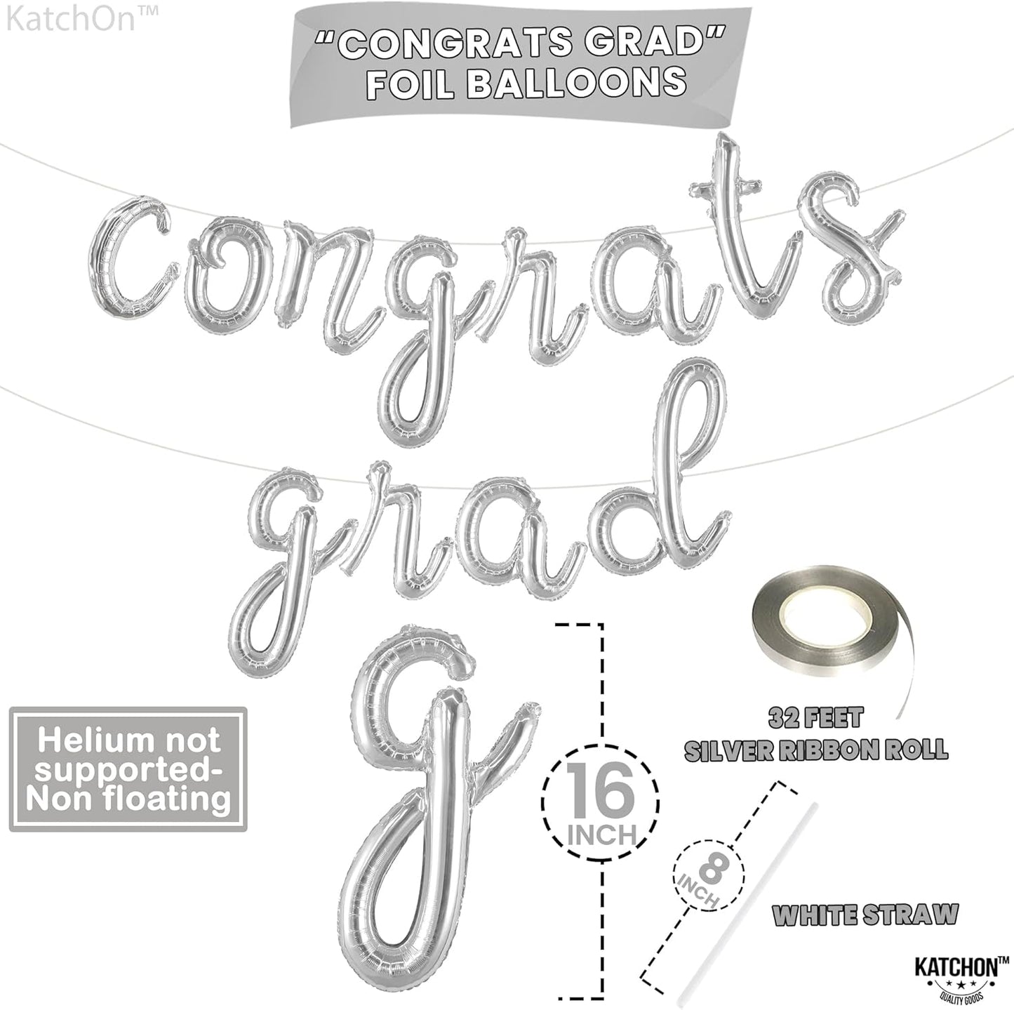 Graduation decorations 2026 | Rose Gold Congratulations Balloons - 16 Inch | Script Congrats Grad Balloons for Graduation Decorations Class of 2026 | Grad party decor, KatchOn