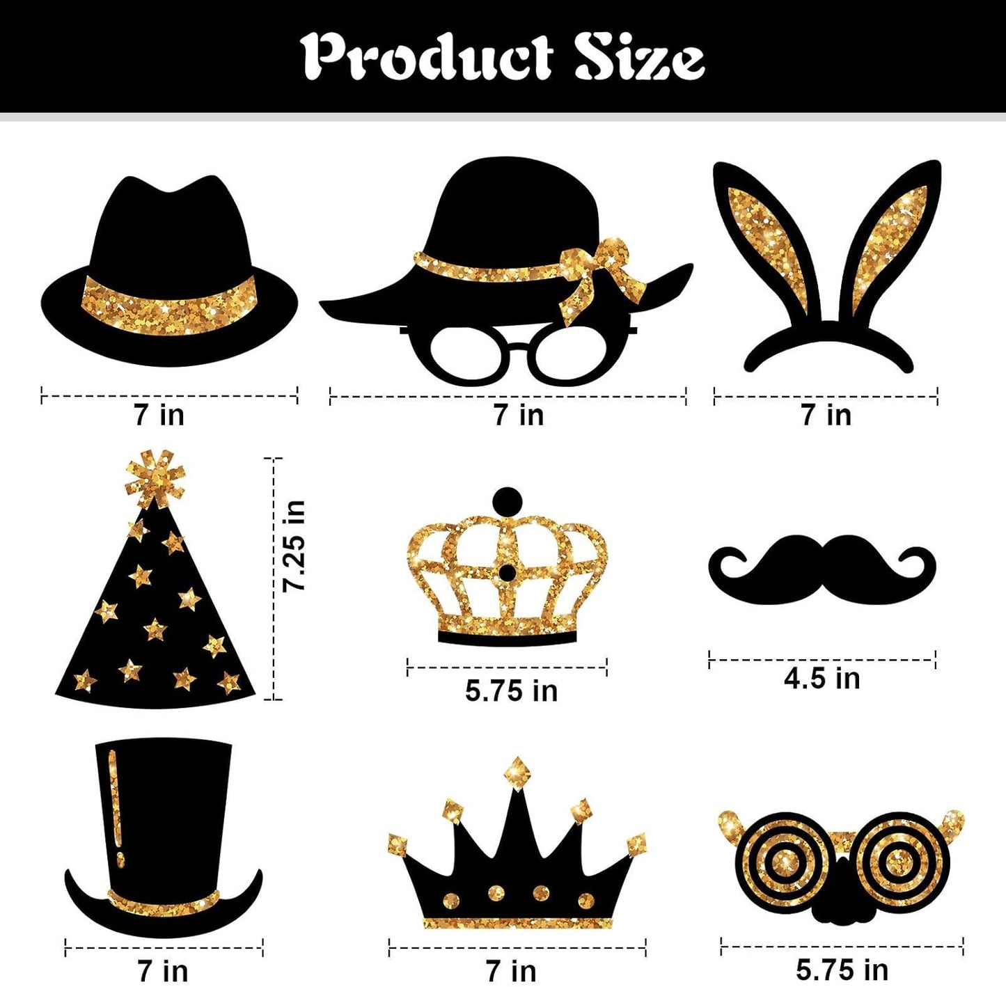 Zonon 24 Pcs Funny Photo Booth Props Class of 2026 Graduation Birthday Wedding Family Class Reunion Prom Disco Party Celebration Decoration Supplies Mix of Hats, Lipstick, Tie(Blue and Black)