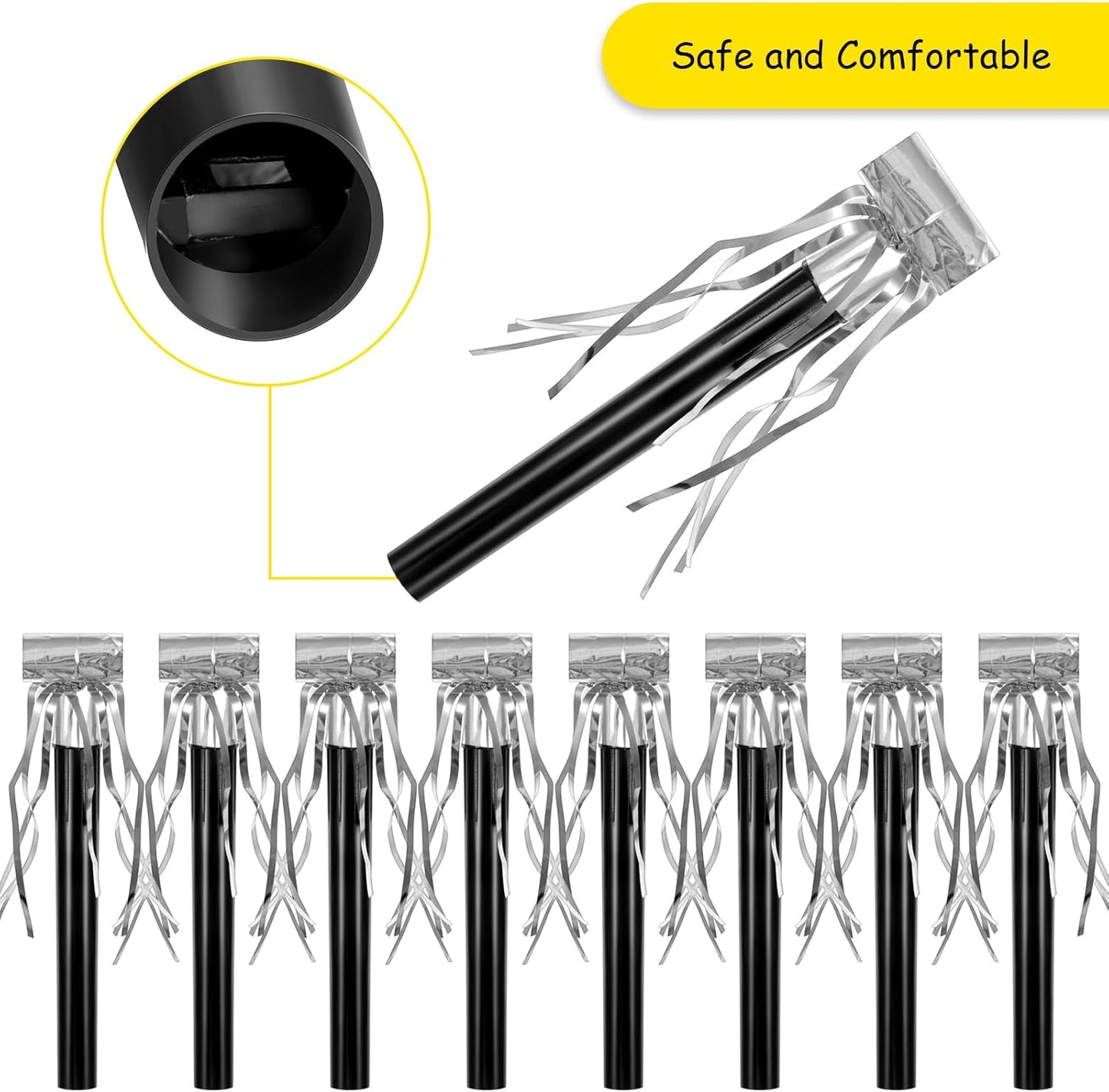 Skylety 18 Party Blower Noisemakers Glitter Birthday Noise Maker Squawkers Blowouts Whistles Fringed for Sport Events Musical Blowouts for Wedding 2026 Grad Party Supplies (Gold)