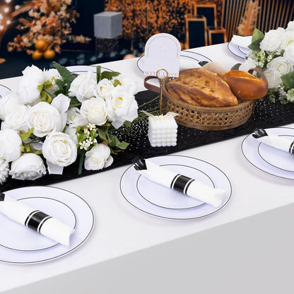 Supernal 240 Silver Plastic Silverware Set - 60 Sets Pre Rolled Napkins with Cutlery - Mirror Polished Real Look Disposable Silver Utensils- Elegant Heavy Duty Flatware for Weddings & Catering