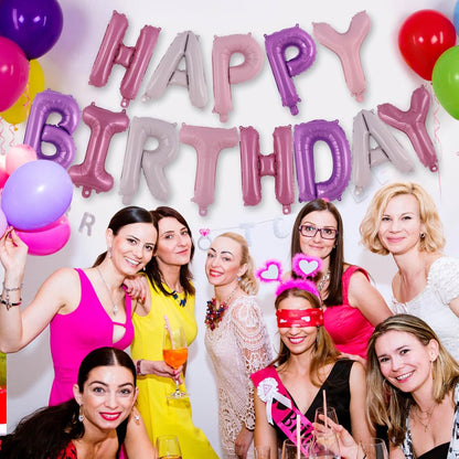 Happy Birthday Balloons Banner, Foil Balloon Personalized Name Letters Balloons Sign Birthday Party Decorations for Women Men Boys Girls Cream