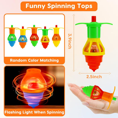 24PCS Light Up Spinning Tops Glow Party Favors for Kids 3-5 4-8 8-12 Summer Goodie Bag Stuffers Classroom Treasure Box Toys Carnival Prize Fidget Bulk Birthday Trinkets End of Year Students Gifts