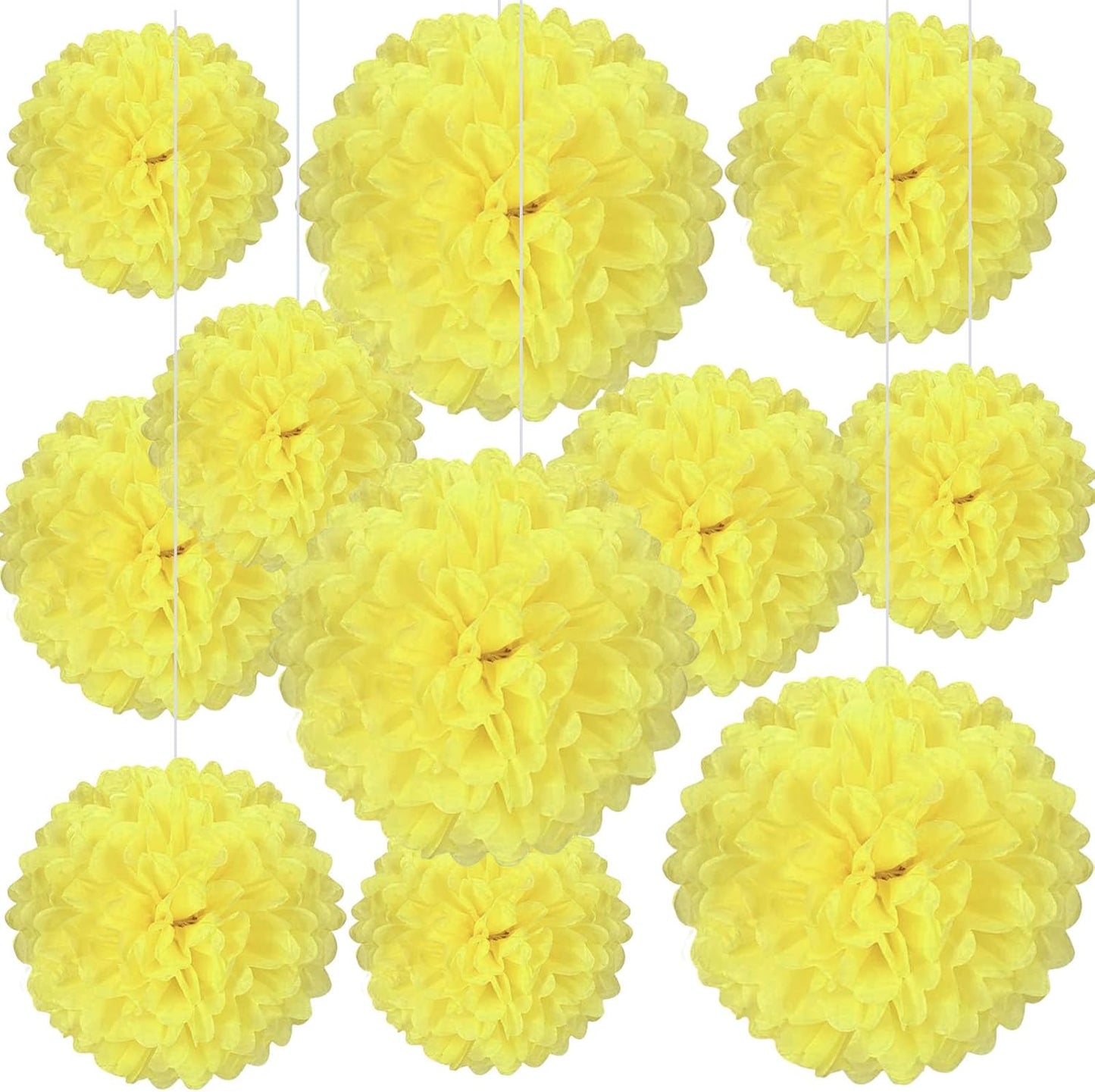 20 PCS Orange Tissue Paper Pom Poms, Tissue Pom Poms Flowers, Sizes of 6", 10", 12", 14" Hanging Paper Flower Ball for Wedding, Birthday, Halloween, Christmas, Baby Shower Party Decor