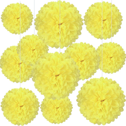 20 PCS Orange Tissue Paper Pom Poms, Tissue Pom Poms Flowers, Sizes of 6", 10", 12", 14" Hanging Paper Flower Ball for Wedding, Birthday, Halloween, Christmas, Baby Shower Party Decor
