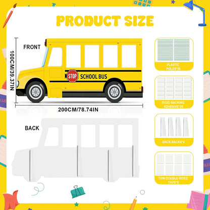 6.6 Feet School Bus Photo Prop Cardboard Cutout Selfie Frame Life Size Graduation Party Decor End of Year Photo Booth Stand Up Welcome Back Party Backdrop for Students Teacher Classroom Decoration