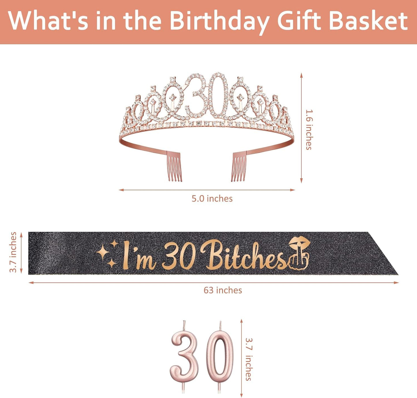 21st Birthday Decorations for Her with 21st Birthday Sash and Crown, Candles Gold, Gifts for 21 Year Old Girls