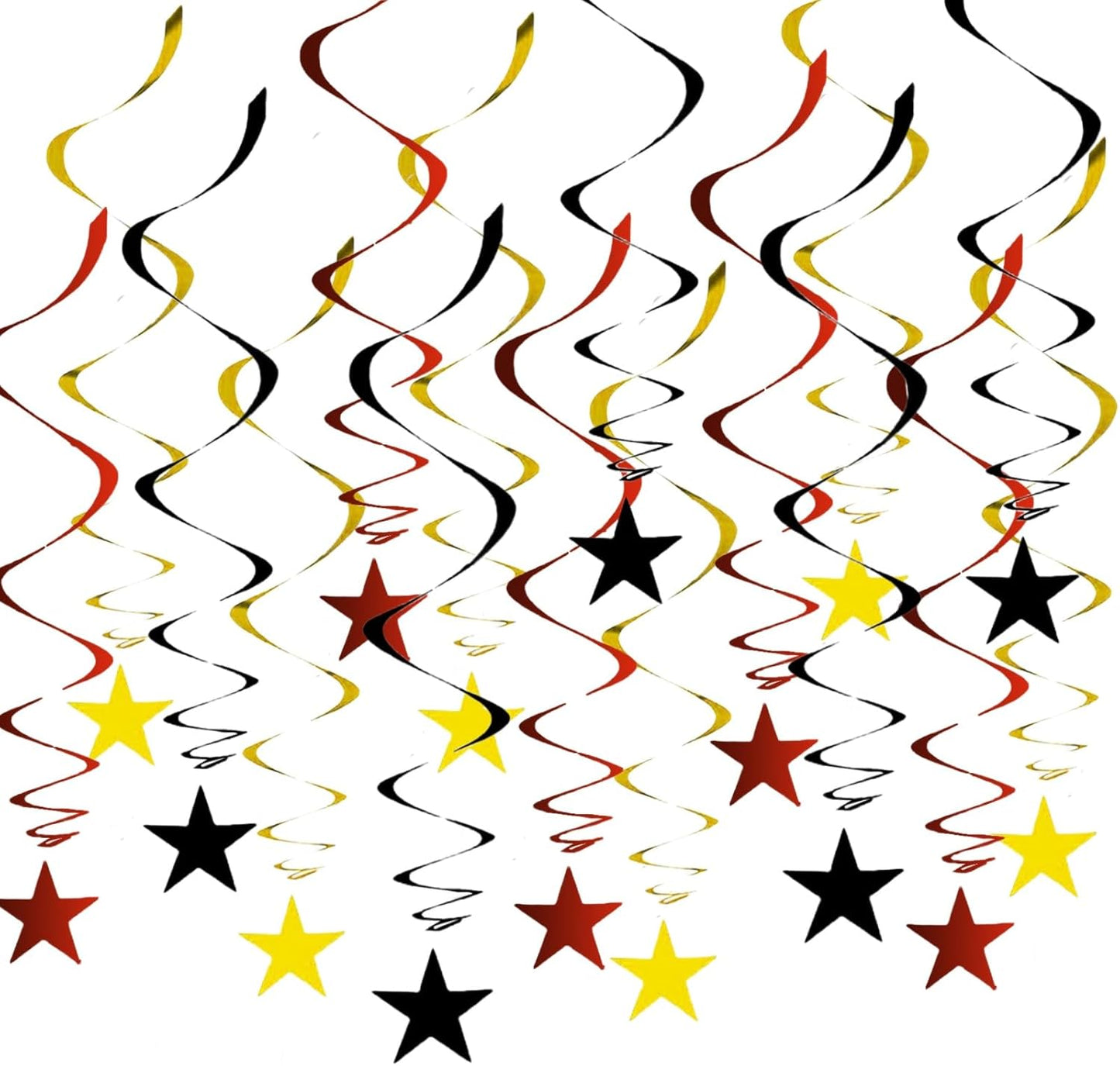Gold Twinkle Stars Hanging Swirls Decorations Ceiling Swirl Foil Decoration Hanging Gold Party Supplies for Birthday Baby Shower Wedding, 32 pcs